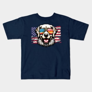 Labrador Retriever Patriotic American Flag 4th of July Dog Lover Kids T-Shirt